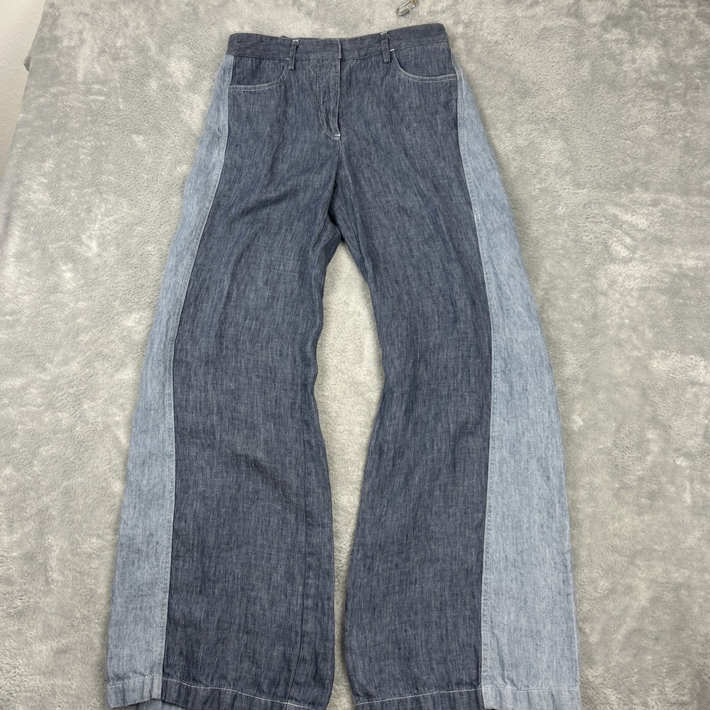 TWP Puddle Demie Combo Hemp Denim Pants Wide Leg Size 2 Made in USA MSRP $345